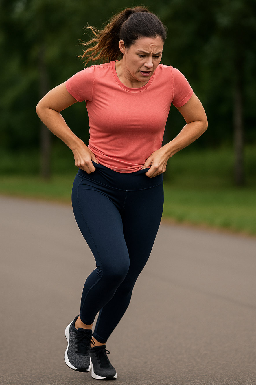Måste dra i löpartightsen som glider ner
